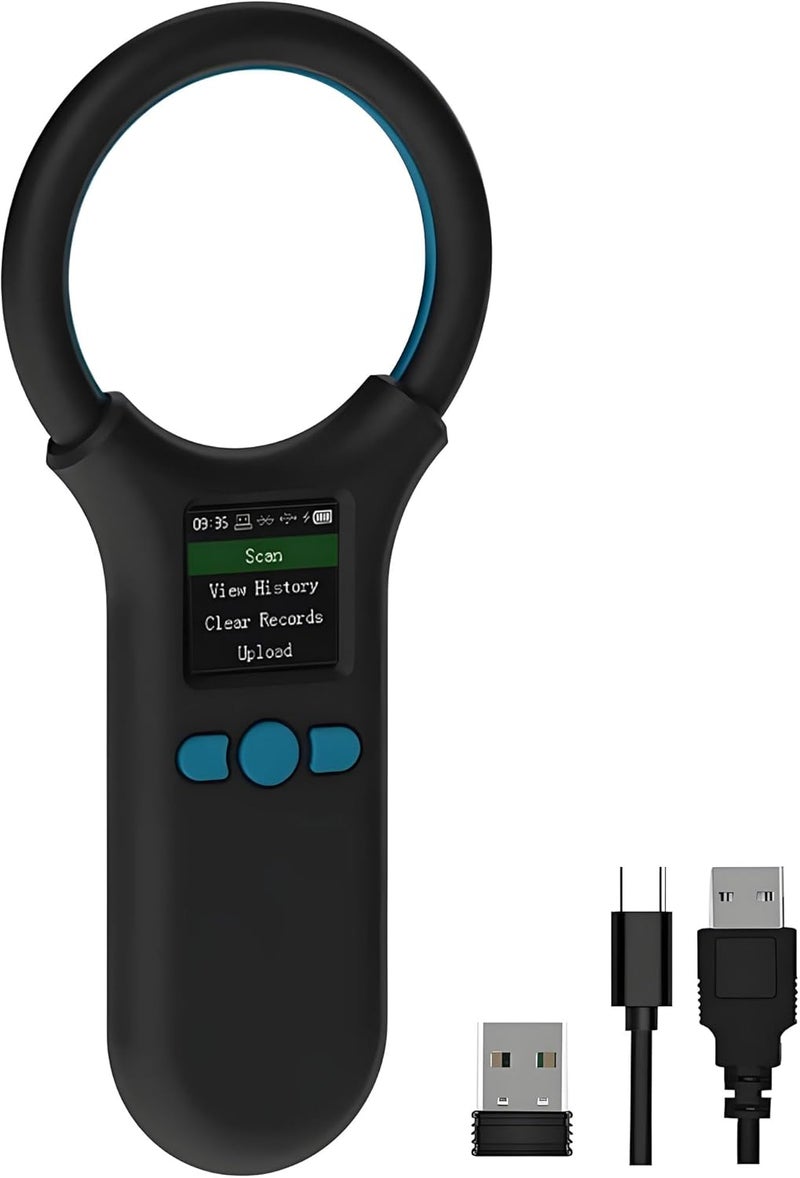 Rabitpos Pet Microchip Scanner, Animal Universal Microchip Tag Reader Scanner with 1.44” TFT Screen, 500 Pieces Data Storage, 800mAh Rechargeable Battery, 3-in-1 Connections - Image 1